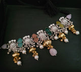 EXCLUSIVE SILVER PLATED SEMI PRECIOUS STONE CHOKER