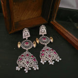 TRIBAL SILVER PLATED DUAL TONE EARRINGS