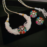 FINEST QUALITY MULTI COLOR STONE CHOKER WITH EARRINGS