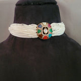FINEST QUALITY MULTI COLOR STONE CHOKER WITH EARRINGS