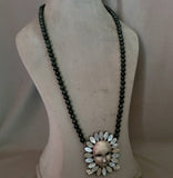 EXCLUSIVE TRIBAL NECKPIECE WITH MOTHER OF PEARL AND SEMI PRECIOUS STONE AND EARRINGS