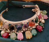 EXCLUSIVE REAL SILVER PLATED AND SEMI PRECIOUS STONES CHOKER