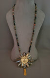 EXCLUSIVE REAL TOURMALINE AND PEARL LION FACE NECKPIECE