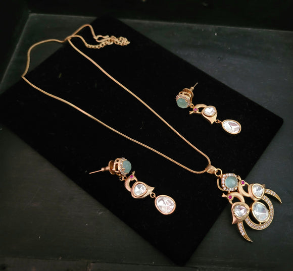 DESIGNER PEACOCK NECKLACE SET WITH EARRINGS