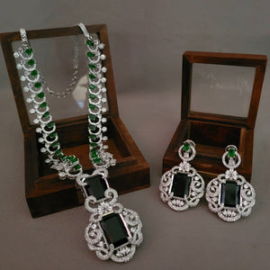 EXCLUSIVE FINEST QUALITY CZ STONE NECKLACE WITH EARRINGS