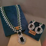 EXCLUSIVE FINEST QUALITY CZ STONE NECKLACE WITH EARRINGS