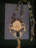 EXCLUSIVE LION FACE NECKLACE WITH REAL TOURMALINE STRING