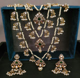 EXCLUSIVE ANTIQUE FINISH KUNDAN LAYERED NECKPIECE WITH EARRINGS