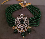 EXCLUSIVE PEACOCK CHOKER WITH EARRINGS