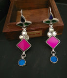 TRIBAL EARRINGS AND RING SET IN COLORED GLASS WORK