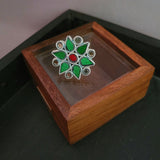 TRIBAL EARRINGS AND RING SET IN COLORED GLASS WORK