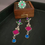 TRIBAL EARRINGS AND RING SET IN COLORED GLASS WORK