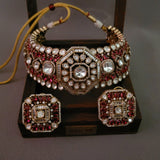 EXCLUSIVE FINEST QUALITY POLKI KUNDAN CHOKER WITH EARRINGS