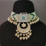 DESIGNER POLKI KUNDAN CHOKER WITH EARRINGS