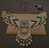 DESIGNER POLKI KUNDAN CHOKER WITH EARRINGS