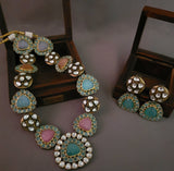 EXCLUSIVE FINEST QUALITY MULTICOLOR STONE NECKLACE WITH EARRINGS