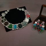 EXCLUSIVE DESIGNER MULTI COLOR CHOKER WITH EARRINGS