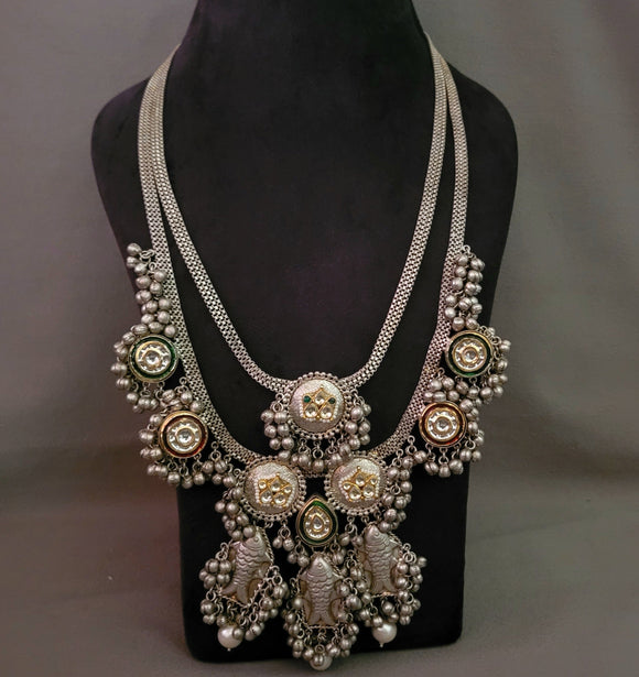 EXCLUSIVE DESIGNER TRIBAL REAL SILVER PLATED NECKPIECE