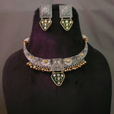 TRIBAL SILVER PLATED EXCLUSIVE NECKPIECE WITH EARRINGS