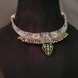 TRIBAL SILVER PLATED EXCLUSIVE NECKPIECE WITH EARRINGS