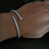 DESIGNER FINEST QUALITY STAINLESS STEEL CZ STONE OPENABLE BANGLE