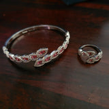 DESIGNER FINEST QUALITY STAINLESS STEEL CZ STONE OPENABLE BANGLE AND RING SET