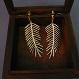 DESIGNER GOLD PLATED STAINLESS STEEL LEAF EARRING