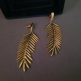 DESIGNER GOLD PLATED STAINLESS STEEL LEAF EARRING