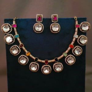 DESIGNER FINEST QUALITY MOISSANITE KUNDAN CHOKER WITH EARRINGS