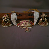 FINEST QUALITY JADAU CHOKER WITH EARRINGS