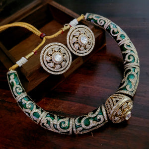 DESIGNER MEENA WORK CHOKER WITH EARRINGS