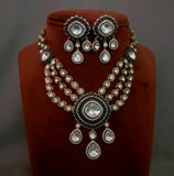 DESIGNER UNCUT POLKI KUNDAN NECKPIECE WITH EARRINGS