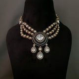 DESIGNER UNCUT POLKI KUNDAN NECKPIECE WITH EARRINGS