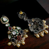 DESIGNER UNCUT POLI KUNDAN MULTICOLOR EARRINGS