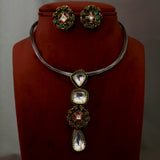 HASLI JADAU POLKI KUNDAN NECKPIECE WITH EARRINGS