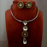 HASLI JADAU POLKI KUNDAN NECKPIECE WITH EARRINGS