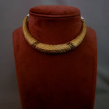 DESIGNER CHOKER WITH EARRINGS IN ANTIQUE GOLD FINISH