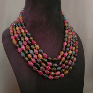 MULTI COLOR FIVE LAYER SEMI PRECIOUS STONE STRING