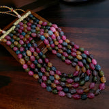 MULTI COLOR FIVE LAYER SEMI PRECIOUS STONE STRING