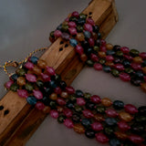 MULTI COLOR FIVE LAYER SEMI PRECIOUS STONE STRING