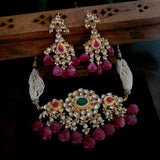 AHEMDABADI KUNDAN CHOKER WITH EARRINGS