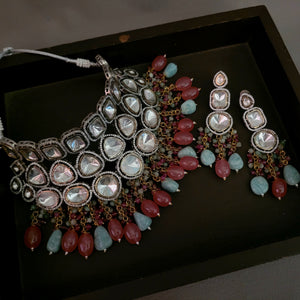 DESIGNER POLKI KUNDAN CHOKER WITH EARRINGS