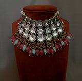 DESIGNER POLKI KUNDAN CHOKER WITH EARRINGS