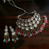 DESIGNER POLKI KUNDAN CHOKER WITH EARRINGS