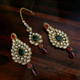 REAL KUNDAN EARRINGS AND MAANGTIKKA SET