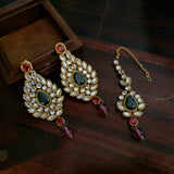 REAL KUNDAN EARRINGS AND MAANGTIKKA SET