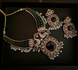 EXCLUSIVE PEACOCK DESIGN VICTORIAN CHOKER WITH EARRINGS