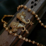 TEMPLE ELEGANT ELEPHANT DESIGN NECKLACE WITH EARRINGS