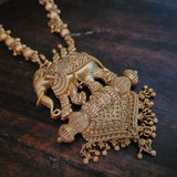 TEMPLE ELEGANT ELEPHANT DESIGN NECKLACE WITH EARRINGS