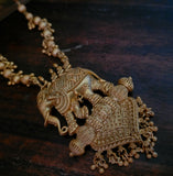 TEMPLE ELEGANT ELEPHANT DESIGN NECKLACE WITH EARRINGS